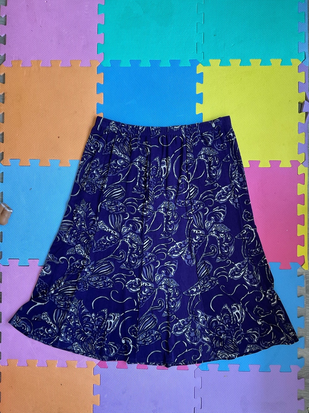🕷️Whimsigoth Chico's Royal Purple Floral‎ A-Line Midi Skirt 90’s Y2K